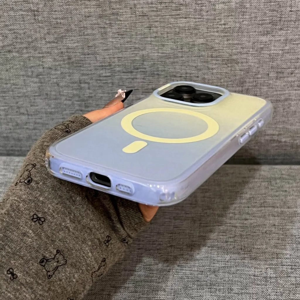 HISTORYOO Magnetic Pop Socket Airbag Grip Stand Case for iPhone 17 Pro Max 16 15 Pro 14 MagSafe Wireless Charging Summer Macaron Dopamine Gradient Color-blocking Candy Soft TPU Shockproof Luxury Cute Trendy Protective Internal Anti-Collision Strip Cover,,
