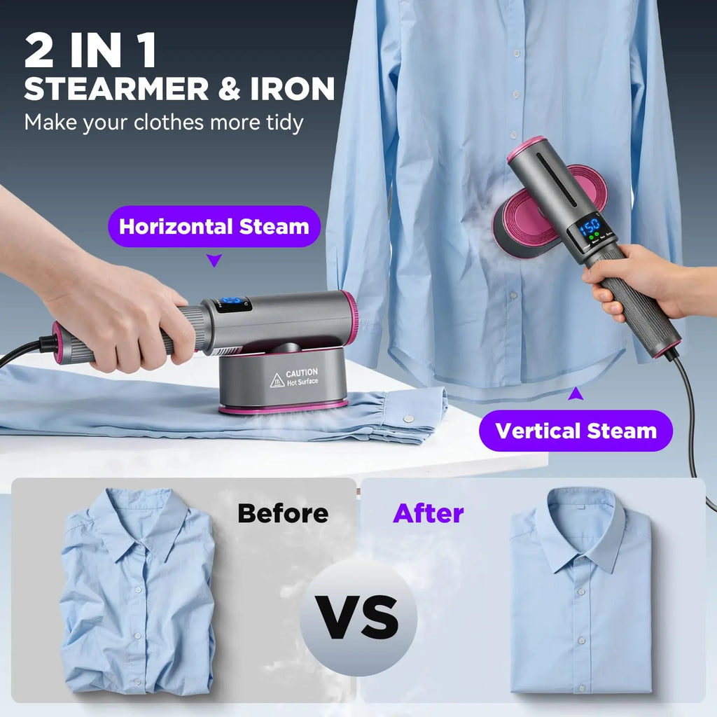 Handheld Steam Iron Garment Steamer Portable Mini for Clothes Fast Heating Travel Garment Fabric Press Machine with Home