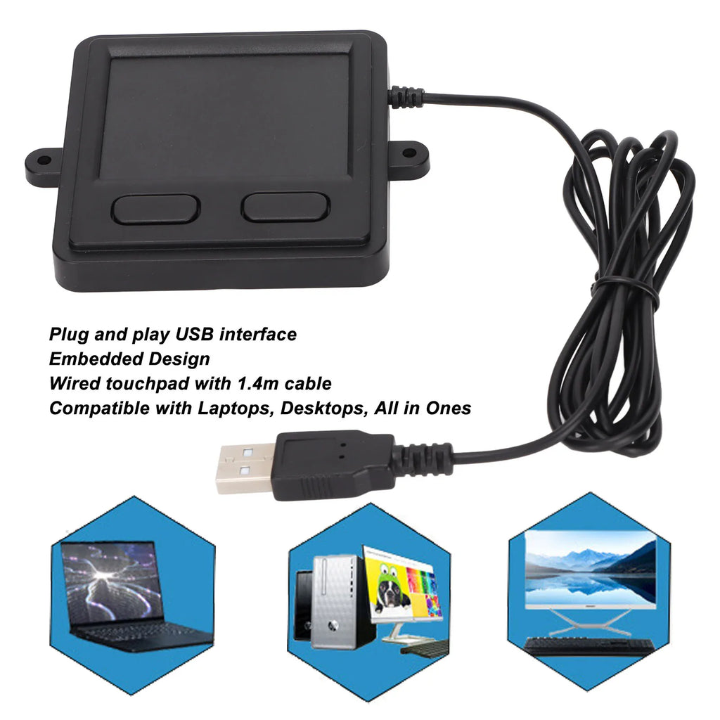 Portable Trackpad Trackpad USB Wired Embedded Compact Size 2 Buttons Portable Practical Computer Touch Pad for Laptops Desktops