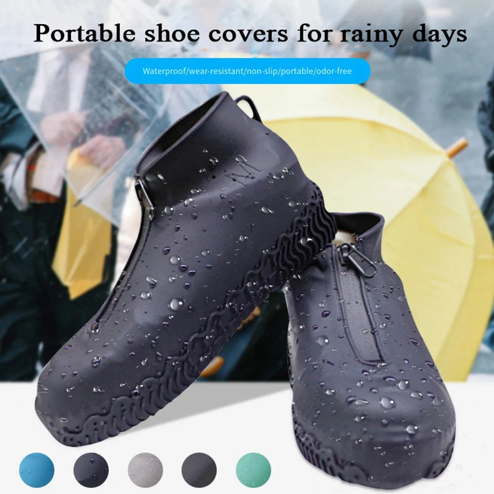Waterproof Shoes Covers Front Zip Rain Shoe Protector Covers Shoes Plus Size Unisex High Elasticity Shoe Waterproof Cover