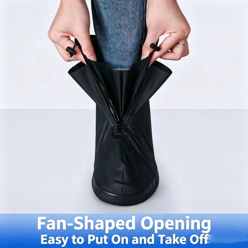 Waterproof Rain Water Boot Shoes Cover Cycling Hiking Anti-Slip PU Leather Overshoes Reusable Rain Snow Wet Sand Shoes Protector