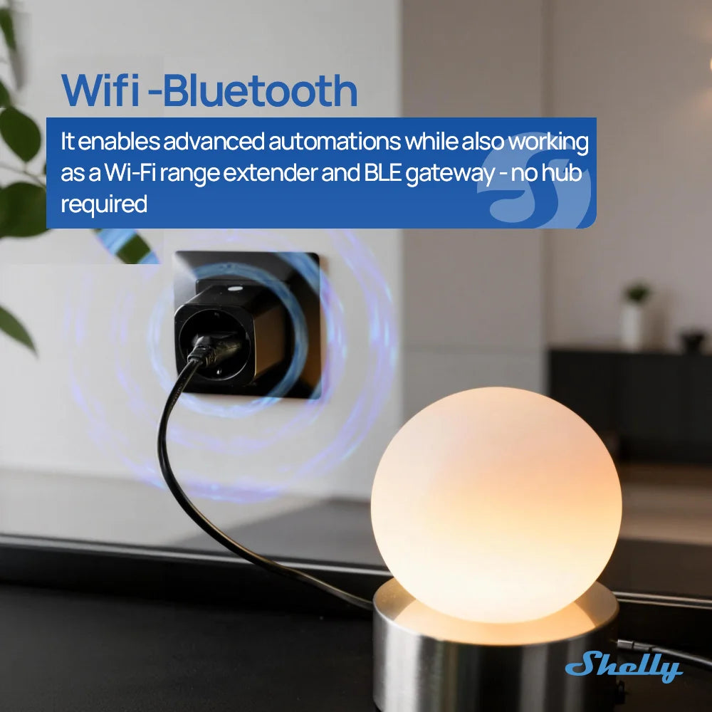 Shelly Plug M Gen3 WiFi Smart Plug 13A 3000W Matter Power Energy Monitoring Protection Overheating Overvoltage Overcurrent