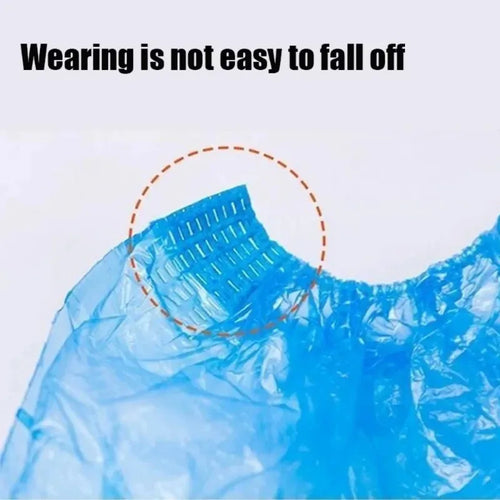 100 PCS Disposable Waterproof Shoe Covers Plastic Non Slip Foot Protectors Indoor Outdoor PE Padded Boot Covers