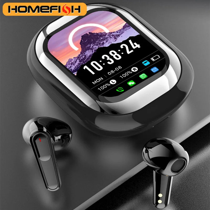 SE-ONE Smart Headphones with LED Full-Color Sliding Touch Screen Support Wireless TWS Headphones for Receiving APP Information.
