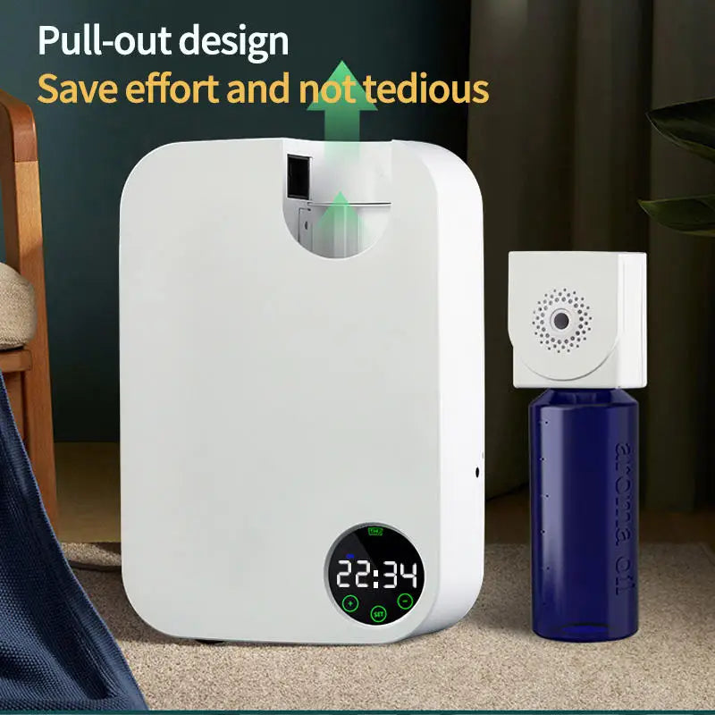 Smart 12V Waterless Aroma Diffuser Touch Screen Scent Machine Timer Automatic Wall Mounted Essential Oil Nebulizer for Home