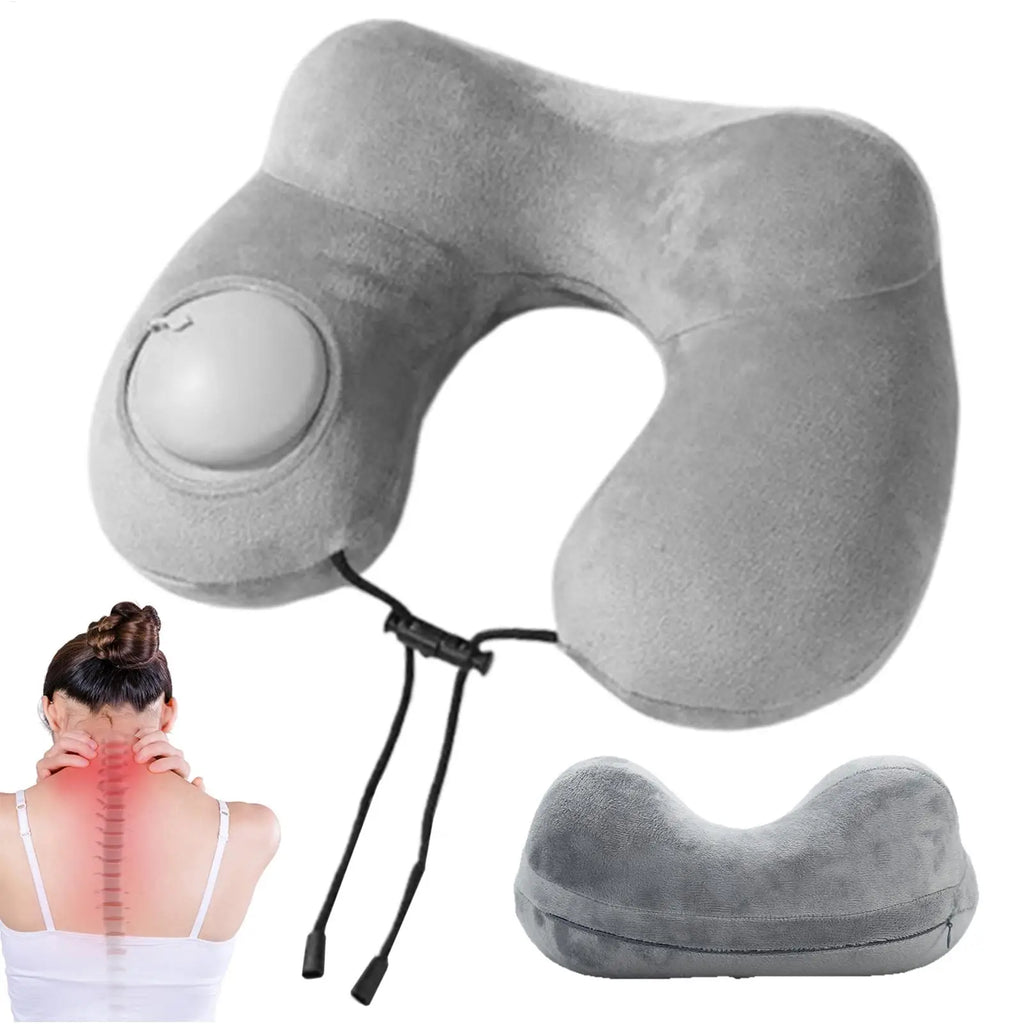 Travel Neck Pillow  Inflatable U Shape Neck Support Pillow Plush Sleeper for Travel Sleeping Napping Bedroom Airplane Office