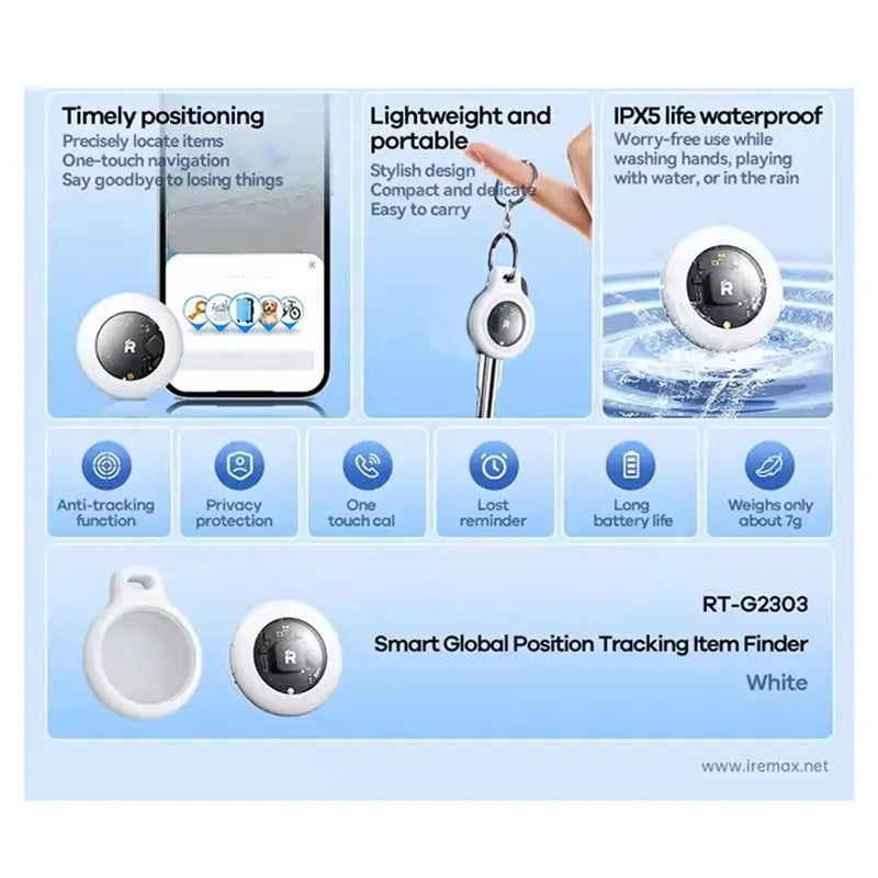ABUO-REMAX Smart GPS Tracker Finder Bluetooth Works For Find My App Anti-Lost Tag Alarm Reminder For Pets Position