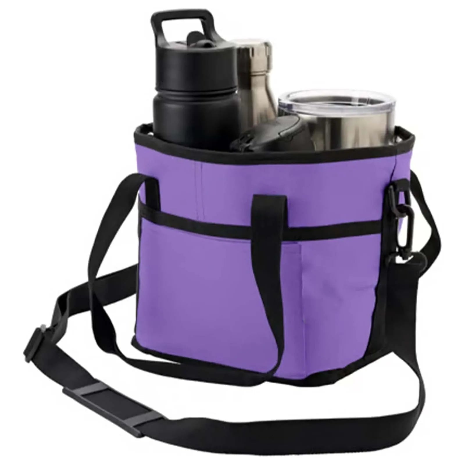Reusable Drink Carrier With Handle,4 Cup Water Bottle Holder With Strap & Adjustable Dividers Portable Foldable Water Bottle Bag