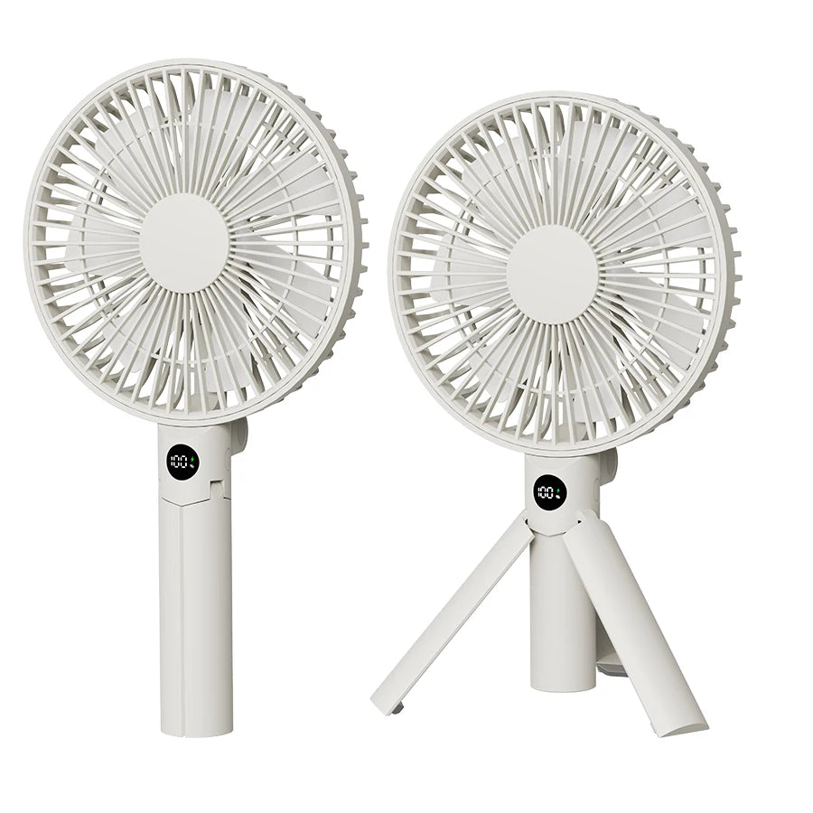 New Portable Folding Handheld Fan 3000mAh Desktop Rechargeable Fan Angle Adjustable for Home Outdoor Travel Camping