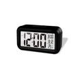Smart Digital Alarm Clock Black White LCD Display with Temperature Calendar Timer Led Light for Bedroom Office (Without Battery)