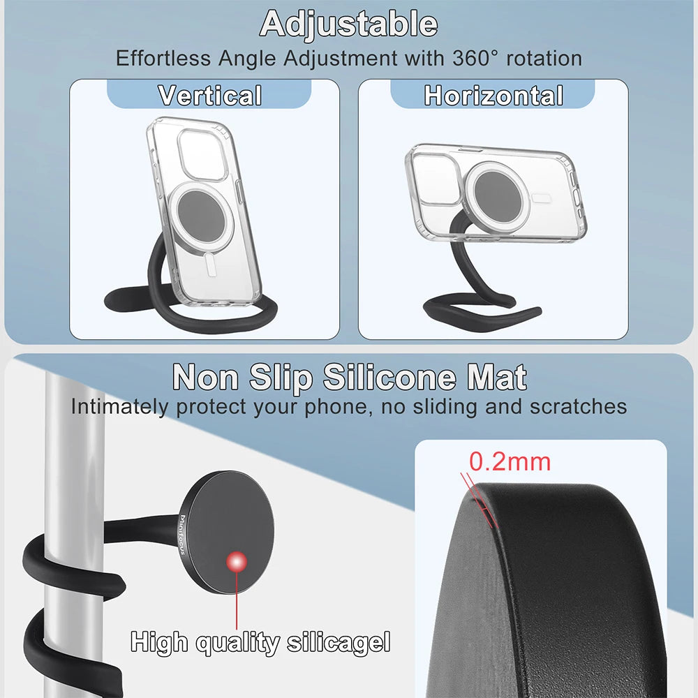 Flexible Gooseneck Phone Holder for iPhone Magsafe, Long Arm Gym Magnetic Phone Holder for Treadmill Peloton, Fitness Home Gym