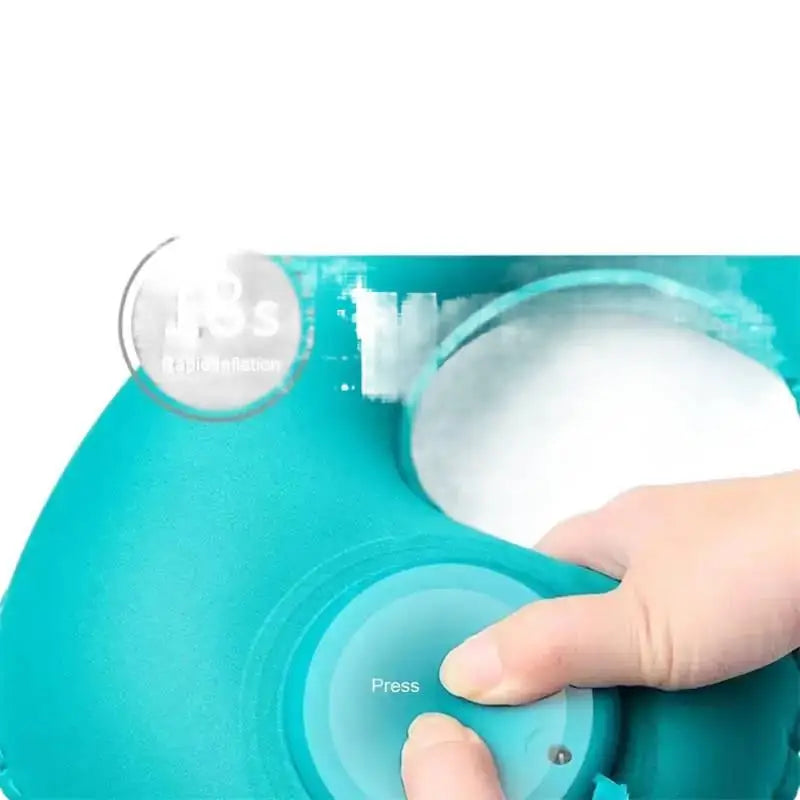 Portable Self-Inflatable U-Shaped Neck Pillow Foldable Washable Travel Neck Support Pillow Lightweight Compact Storage Pillow fo