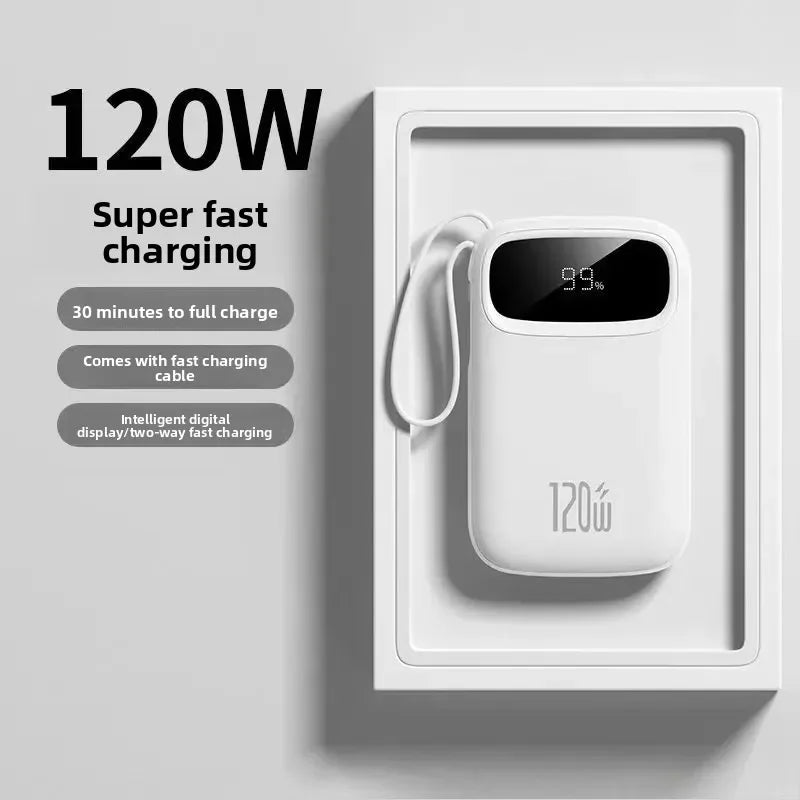 120W Super Fast Charging Power Bank New 20000mAh Large Capacity Power Bank with Cable
