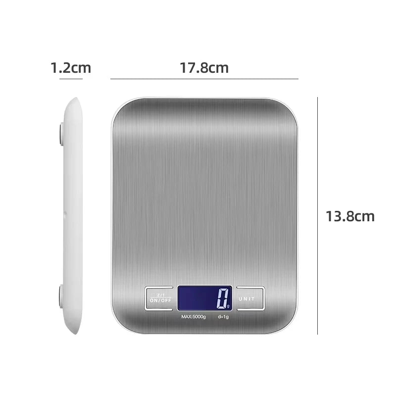 Digital Kitchen Scale with LED Display 5kg/1g Stainless Steel Electronic Weighing for Food Jewelry Snacks Baking Home Tools