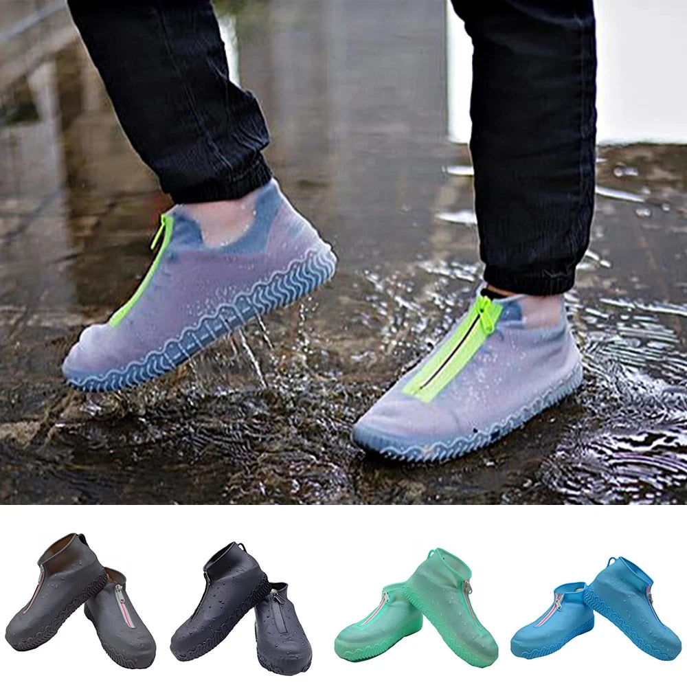 Waterproof Shoes Covers Front Zip Rain Shoe Protector Covers Shoes Plus Size Unisex High Elasticity Shoe Waterproof Cover