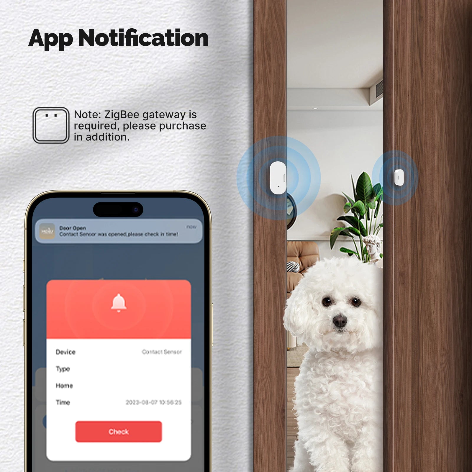MOES Tuya ZigBee Smart Door Window Sensor with Light Detection Wireless Magnetic Contact Alarm App Open Close Alert Security