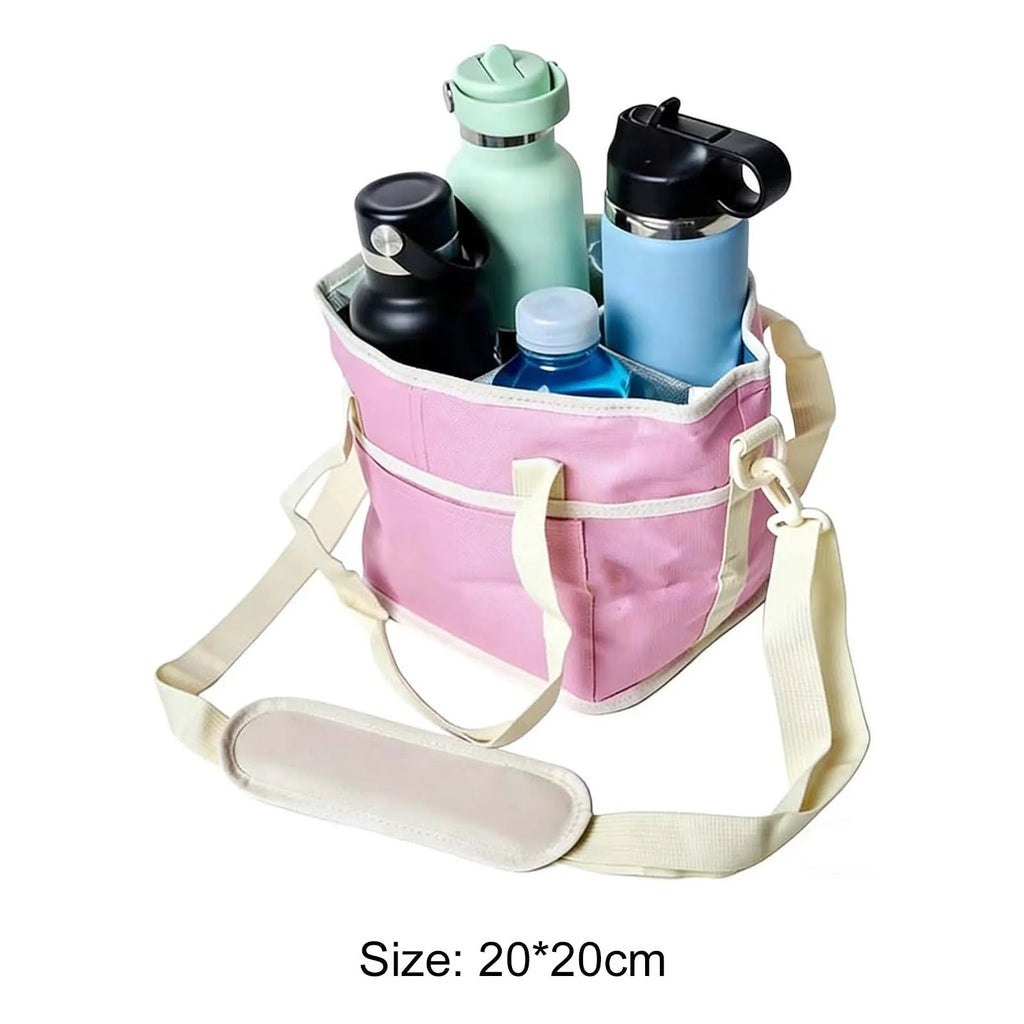 Reusable Drink Carrier With Handle,4 Cup Water Bottle Holder With Strap & Adjustable Dividers Portable Foldable Water Bottle Bag