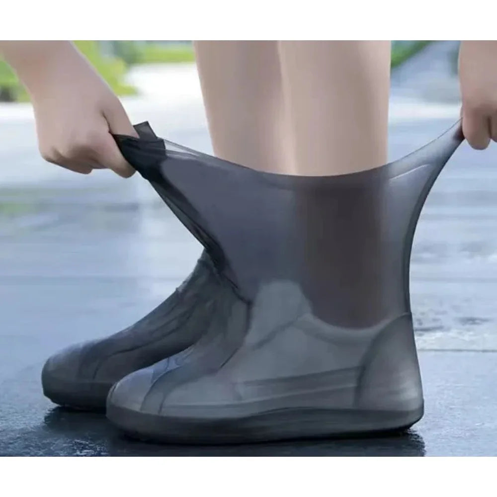 1 Pair Latex Waterproof Shoe Covers Lip-Resistant Rubber Rain Boot Rain Gear Overshoes Accessories for Outdoor Rainy Day