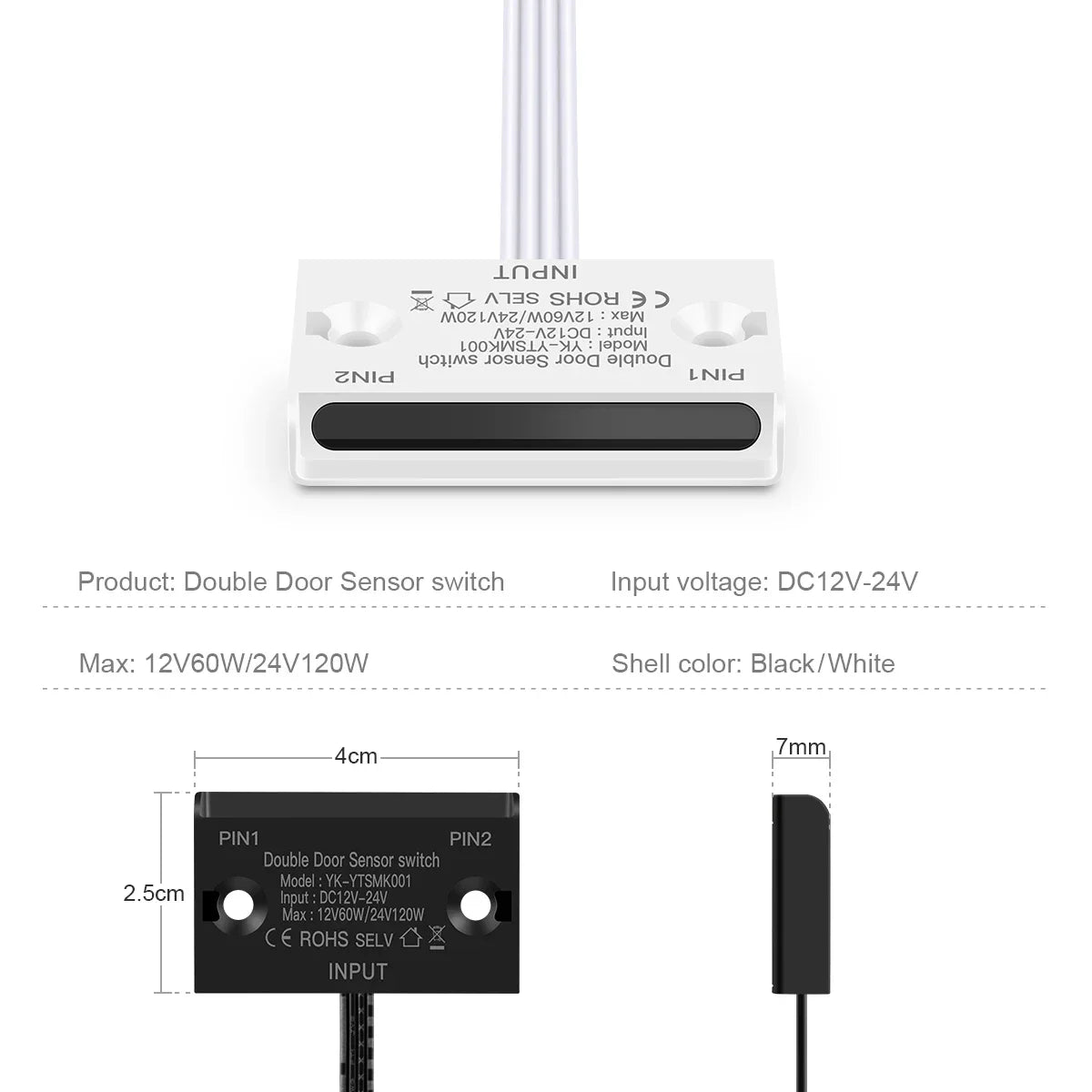 Smart Door Open/Close Sensor Switch Sensitive DC12V-24V Double Side Induction For Home Appliances LED Lights Cabinet Showcase