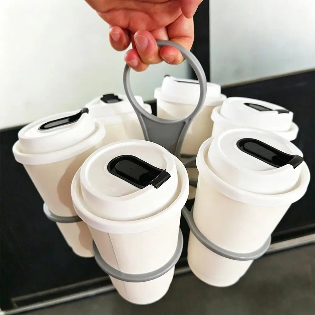 1PCS 6-Slot Portable Drink Holder Folding Beverage Tray with Handle Pocket-Sized for Outdoor Picnics Party Reusable Cup Holder