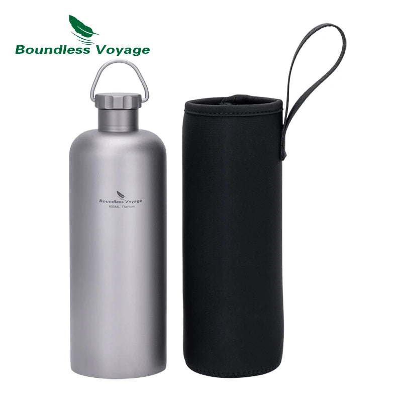 Boundless Voyage Titanium Water Bottle 600ml Drinkware for Hiking, Camping, Travel & Everyday Use Ti3009D