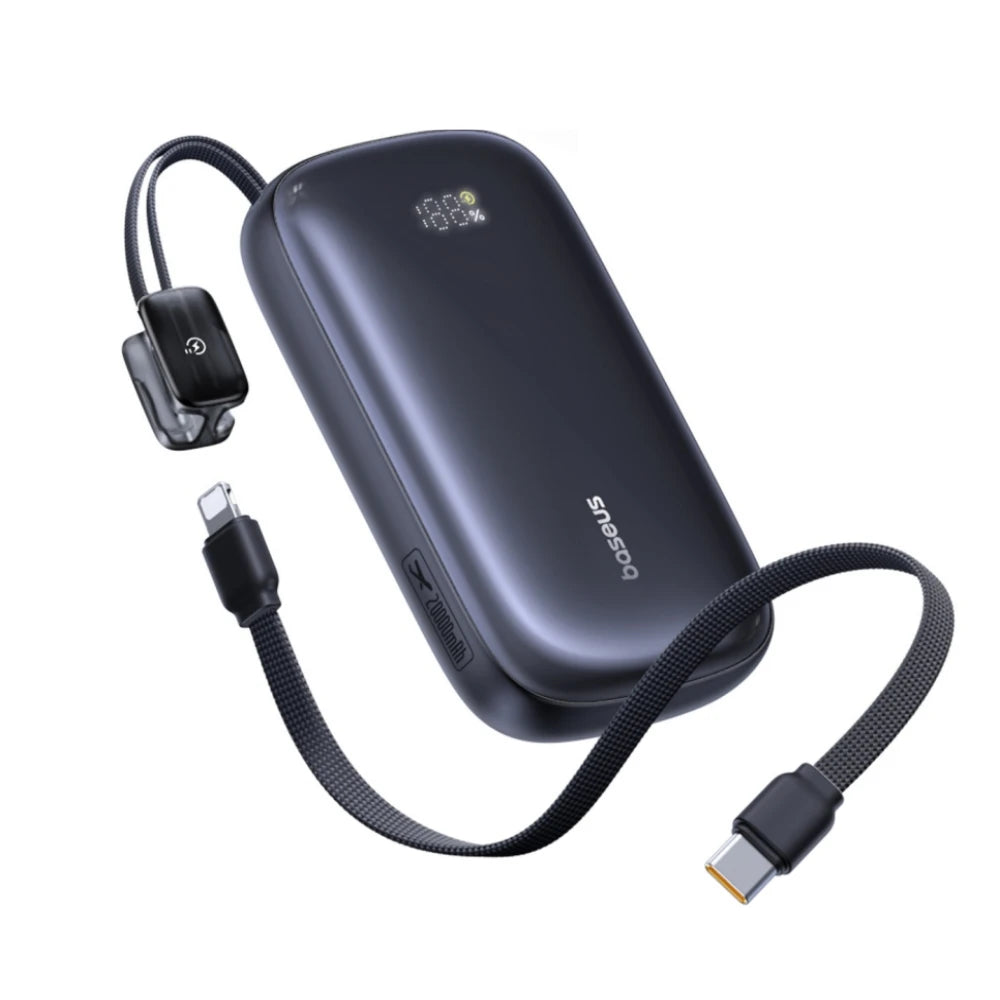 Baseus Power Bank 10000mAh 45W Fast-Charging 20000mAh High-Capacity PowerBank with Detachable USB-C to iPhone Cable for iPhone 1