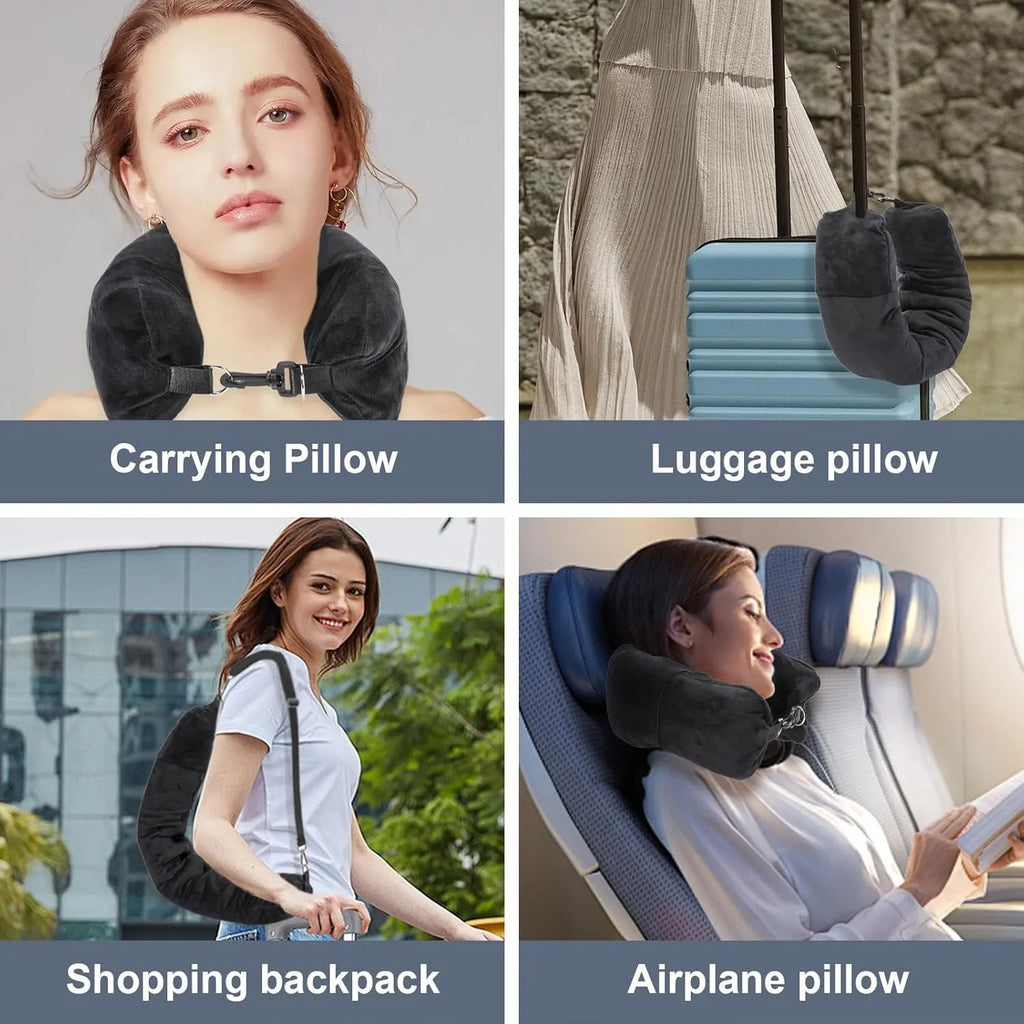 Travel Neck Pillow – Comes With an Adjustable Soft Wool Cover Can Be Stuffed With Clothes for Added Comfort