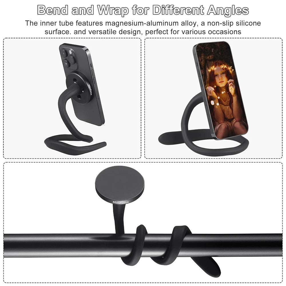 Flexible Gooseneck Phone Holder for iPhone Magsafe, Long Arm Gym Magnetic Phone Holder for Treadmill Peloton, Fitness Home Gym