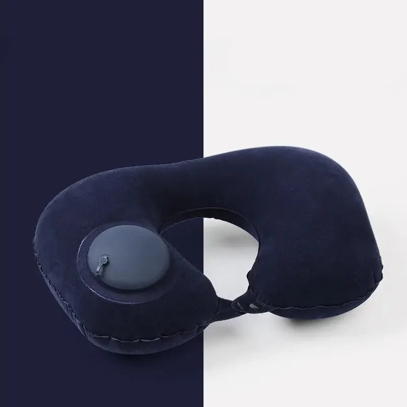 Portable Self-Inflatable U-Shaped Neck Pillow Foldable Washable Travel Neck Support Pillow Lightweight Compact Storage Pillow fo