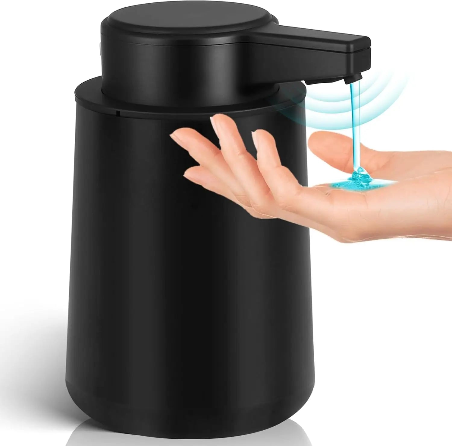 Automatic Soap Dispenser Liquid Touchless: 9oz Plastic Black 3-Level Adjustable Modern Rechargeable Electric Smart Auto Soap Dis