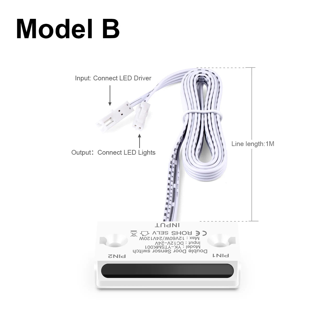 Smart Door Open/Close Sensor Switch Sensitive DC12V-24V Double Side Induction For Home Appliances LED Lights Cabinet Showcase