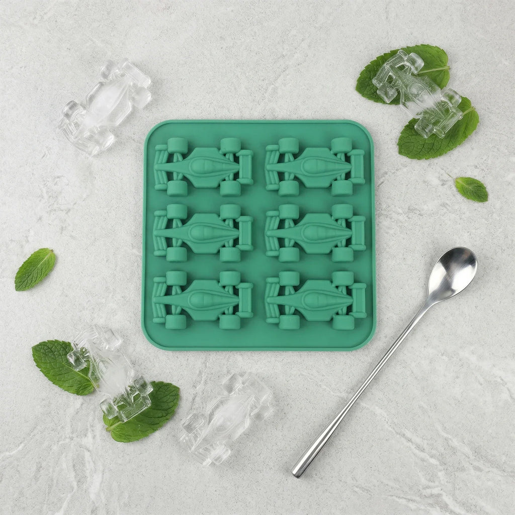6-Cavity 3D Race Car Silicone Ice Mold Grand Prix Style Ice Cube Tray Chocolate Mould DIY Baking Tool for Tumbler BPA Free