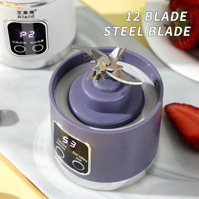Portable Electric Blender 450ml 10 Blades USB Rechargeable Juicer Cup Built-in Lithium Battery Travel Smoothie Maker Мини портат