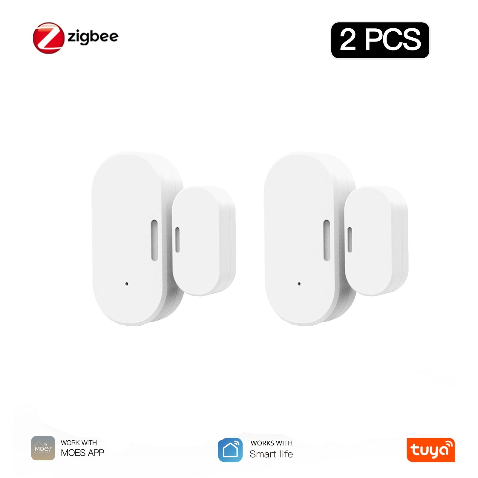 MOES Tuya ZigBee Smart Door Window Sensor with Light Detection Wireless Magnetic Contact Alarm App Open Close Alert Security