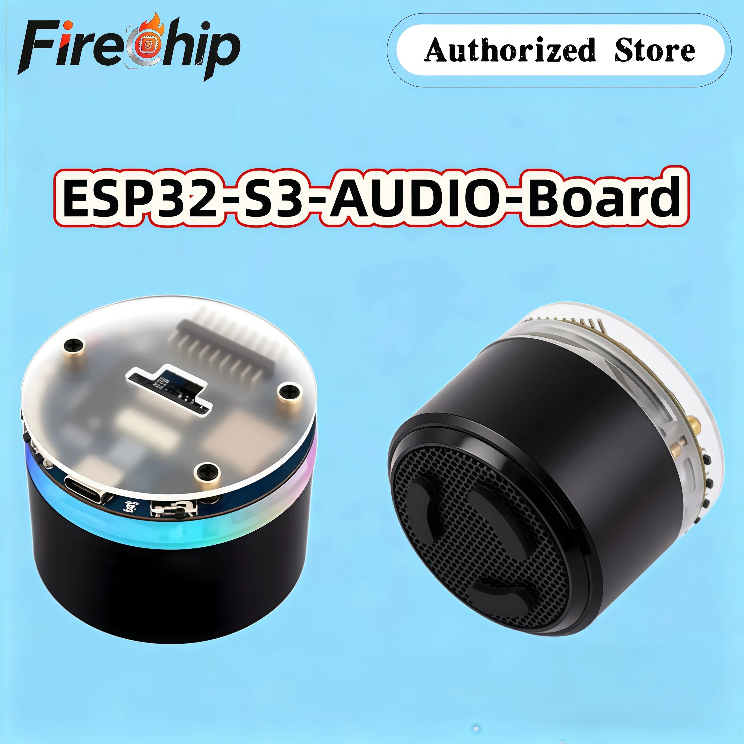 FireChip Waveshare ESP32-S3 AI Smart Speaker ESP32 Audio, Surround RGB Lighting, with Dual Digital Microphone Array