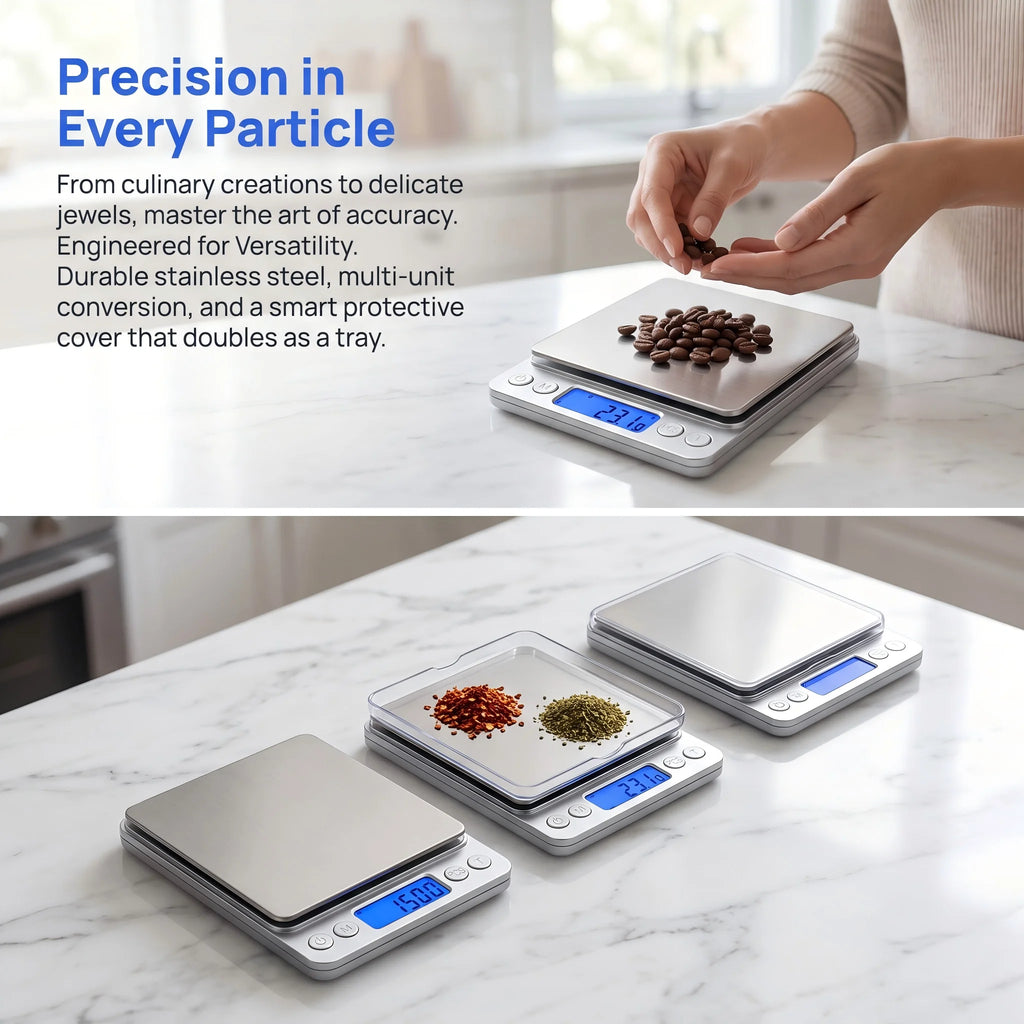 Digital Kitchen Scale, Stainless Steel Food Scale with LCD Display, Accurate Weight for Precise Cooking and Diet Weighing