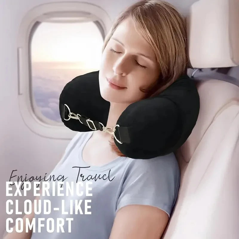 Travel Neck Pillow – Comes With an Adjustable Soft Wool Cover Can Be Stuffed With Clothes for Added Comfort