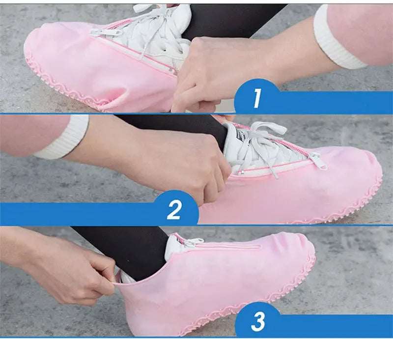 Waterproof Shoes Covers Front Zip Rain Shoe Protector Covers Shoes Plus Size Unisex High Elasticity Shoe Waterproof Cover