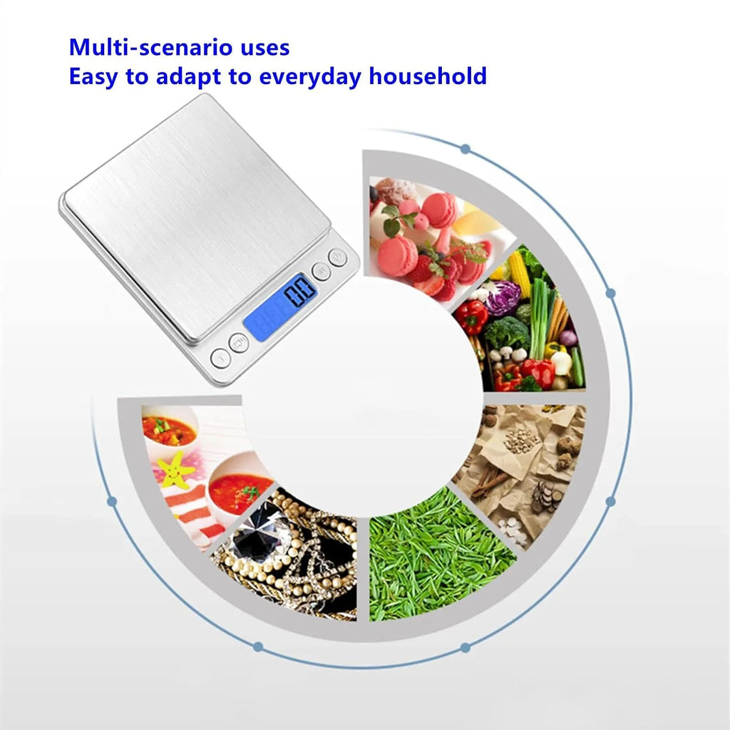 Digital Kitchen Scale, Stainless Steel Food Scale with LCD Display, Accurate Weight for Precise Cooking and Diet Weighing
