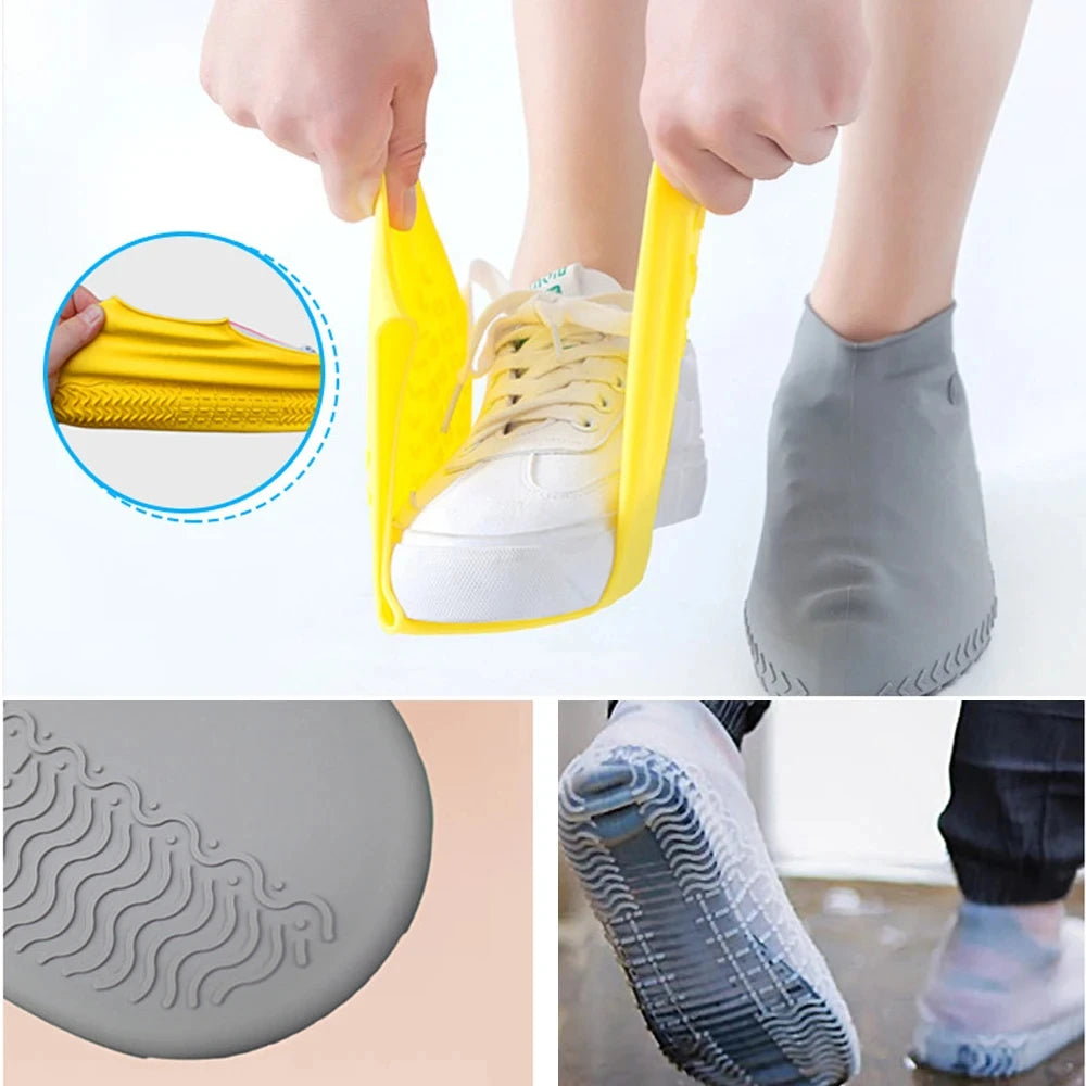 Waterproof Shoes Covers Front Zip Rain Shoe Protector Covers Shoes Plus Size Unisex High Elasticity Shoe Waterproof Cover