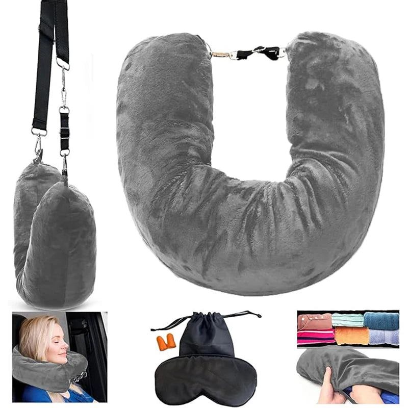 Travel Neck Pillow Stuffable With Clothes Stuffable Neck Pillows Airplanes Multifunctional No Filler Portable Travel Equipped