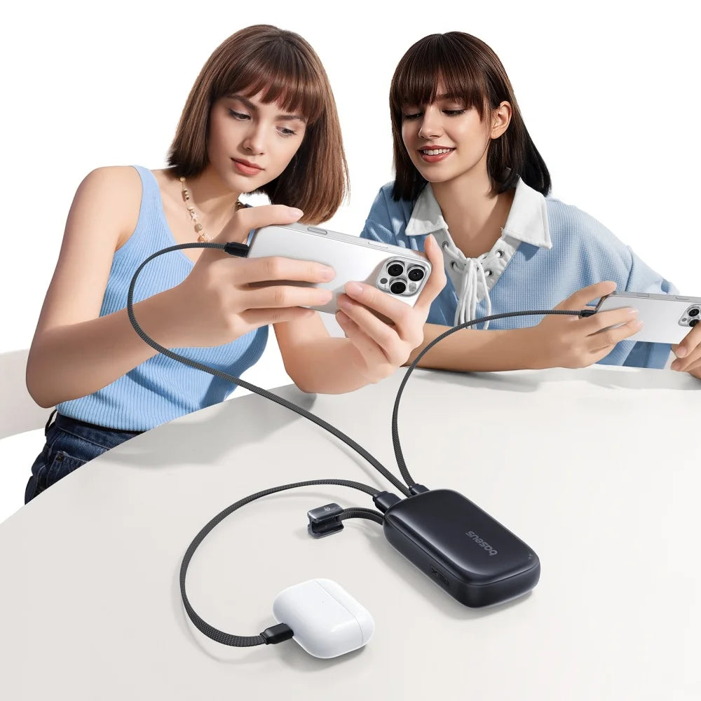 Baseus Power Bank 10000mAh 45W Fast-Charging 20000mAh High-Capacity PowerBank with Detachable USB-C to iPhone Cable for iPhone 1
