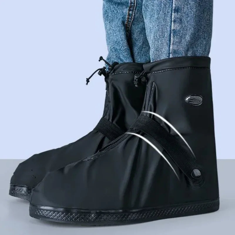 Waterproof Rain Water Boot Shoes Cover Cycling Hiking Anti-Slip PU Leather Overshoes Reusable Rain Snow Wet Sand Shoes Protector
