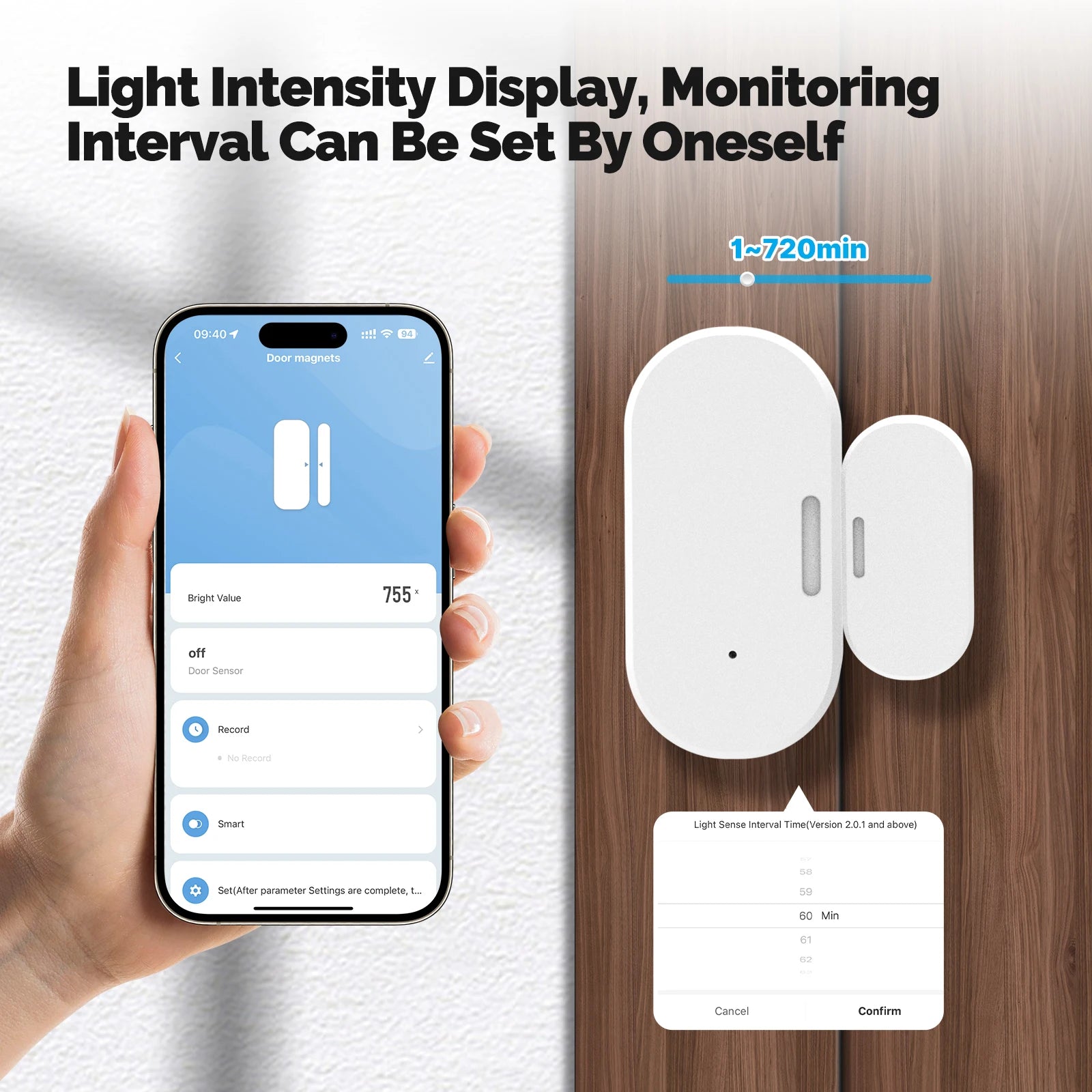 MOES Tuya ZigBee Smart Door Window Sensor with Light Detection Wireless Magnetic Contact Alarm App Open Close Alert Security