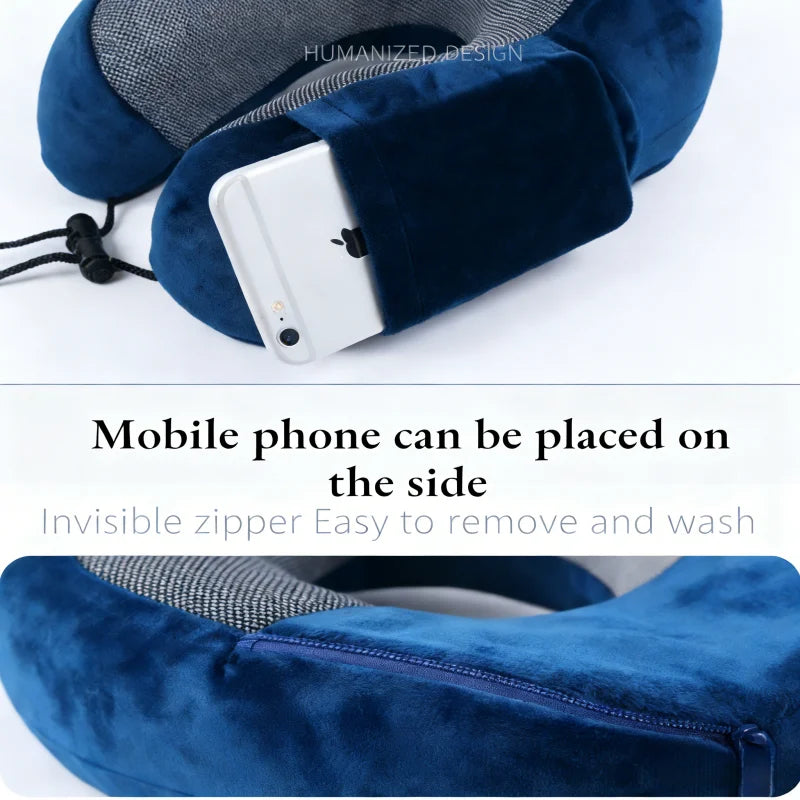 Travel Neck Pillow Memory Foam U-shaped Pillow Travel Neck Support Portable Adjustable Soft Noon Break Sleep Pillows Healthcare