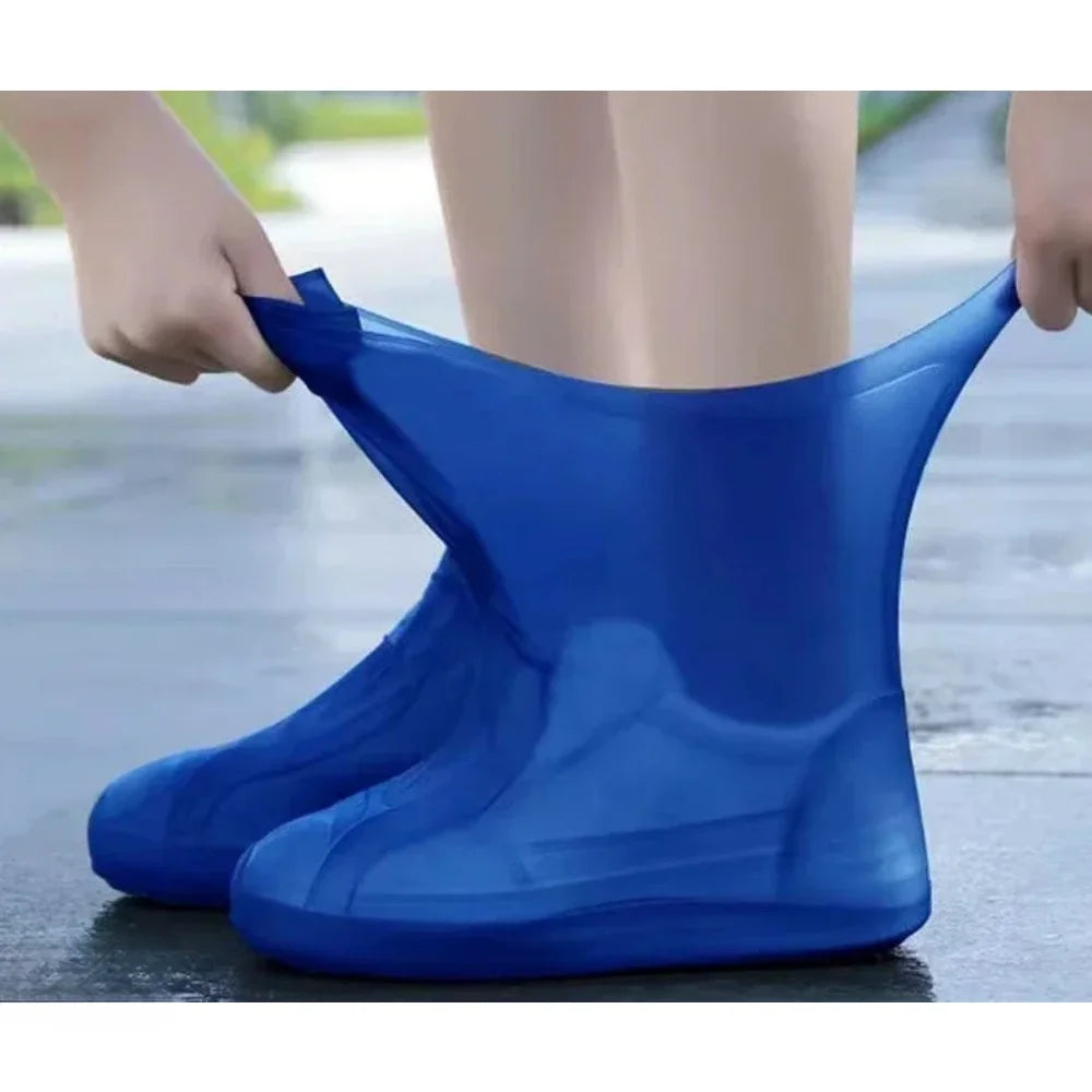 1 Pair Latex Waterproof Shoe Covers Lip-Resistant Rubber Rain Boot Rain Gear Overshoes Accessories for Outdoor Rainy Day