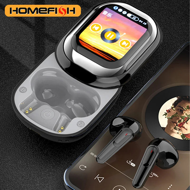 SE-ONE Smart Headphones with LED Full-Color Sliding Touch Screen Support Wireless TWS Headphones for Receiving APP Information.