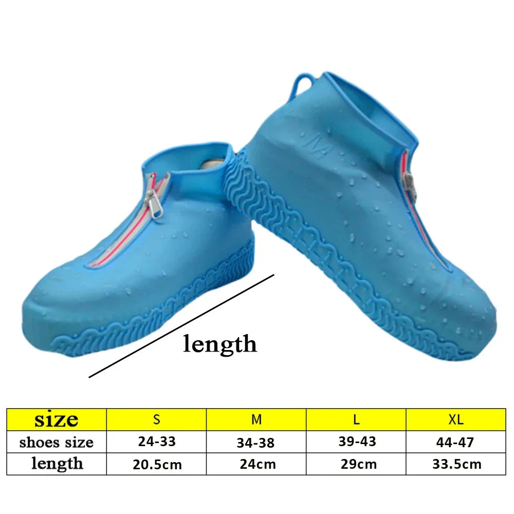 Waterproof Shoes Covers Front Zip Rain Shoe Protector Covers Shoes Plus Size Unisex High Elasticity Shoe Waterproof Cover