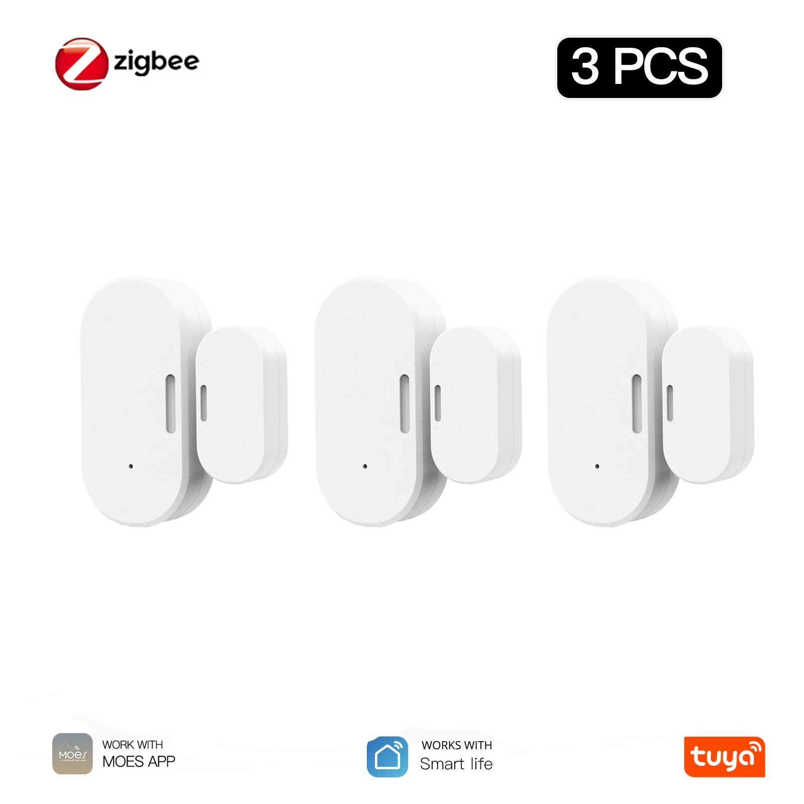 MOES Tuya ZigBee Smart Door Window Sensor with Light Detection Wireless Magnetic Contact Alarm App Open Close Alert Security