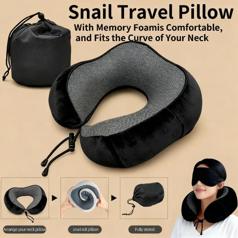 Travel Neck Pillow Memory Foam U-shaped Pillow Travel Neck Support Portable Adjustable Soft Noon Break Sleep Pillows Healthcare